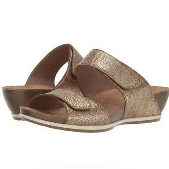 DANSKO Vienna Gold Metallic Sz 40/9 Gold Nappa Casual Slide Flip Flop Sandal - Picture 2 of 15